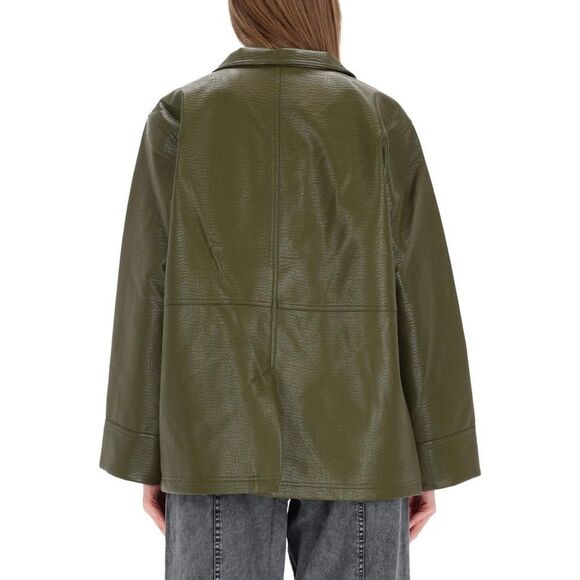 BAUM UND PFERDGARTEN Women's Green Faux Leather Jacket Women GREEN Coats & - Picture 3 of 4
